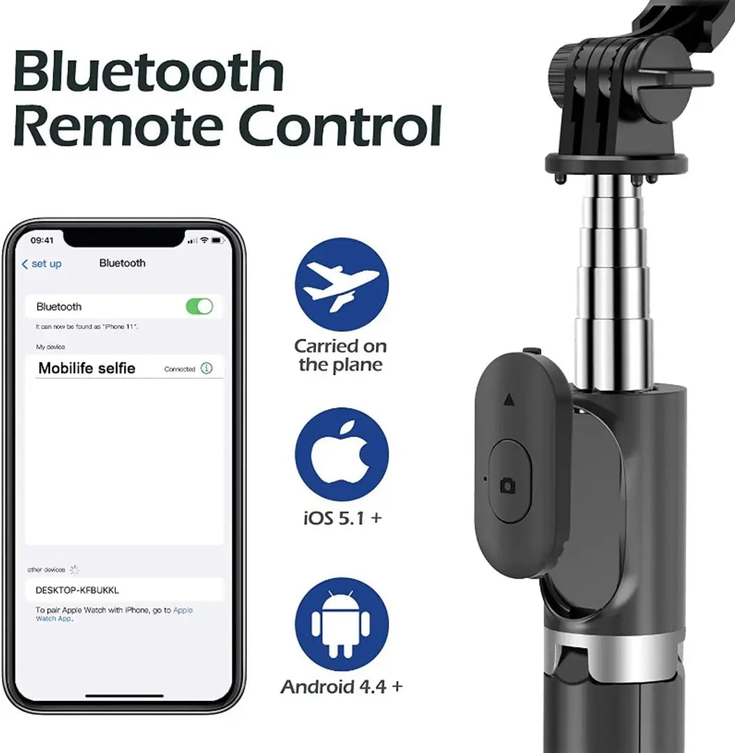NEW Selfie Stick with Light,Long Selfie Stick with Tripod Stand 100cm Plus Bluetooth Extandable Selfie Stick Tripod