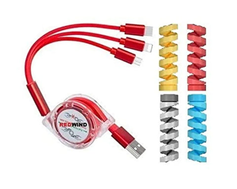 USB Cable Multi Pins Charging Cables 3 in 1 Magnet Head Data Cable Supported with All iOS, Android  Other Device