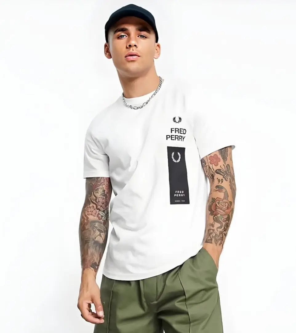 Men Printed Round Neck White T-Shirt