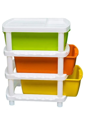 VE - Veer Multipurpose Plastic Container Rack Set - Multi Colour - 3 Layer