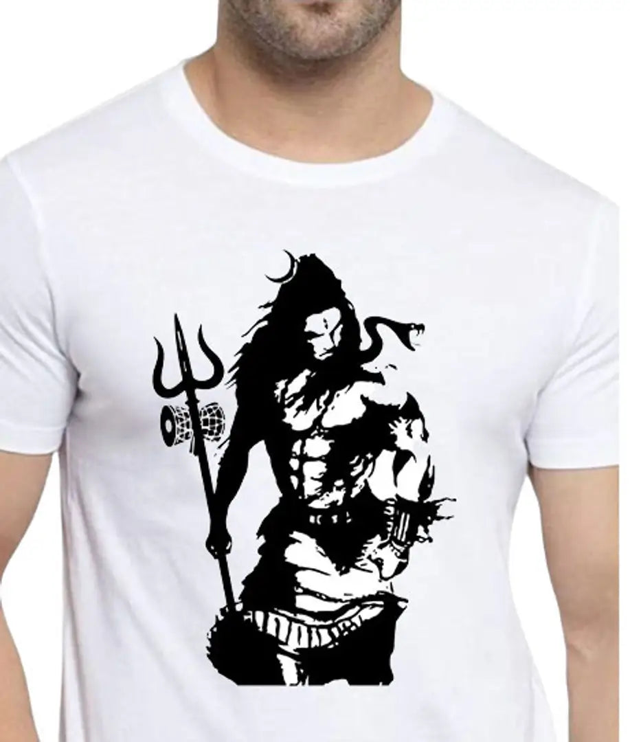 Mens White Printed Tshirt