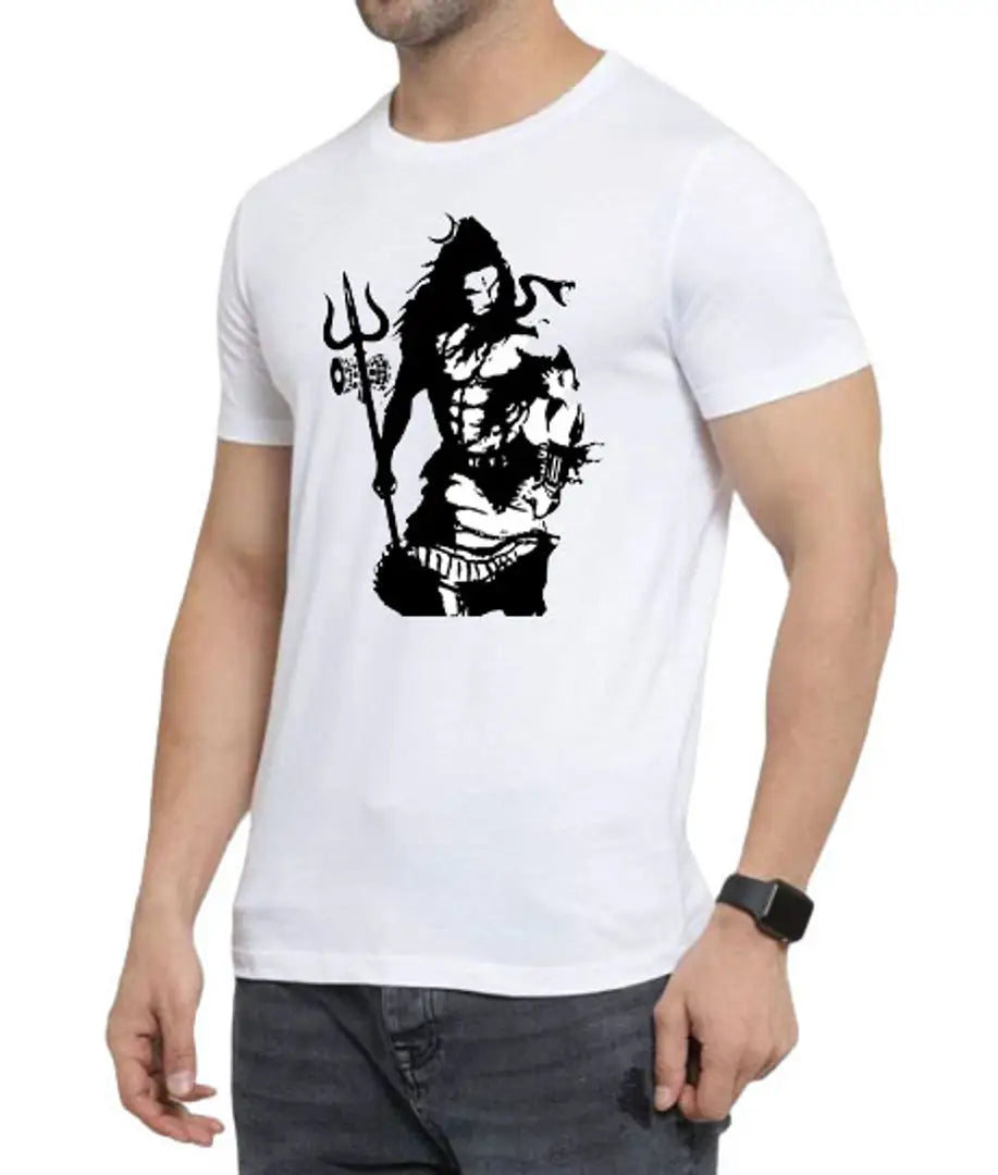 Mens White Printed Tshirt