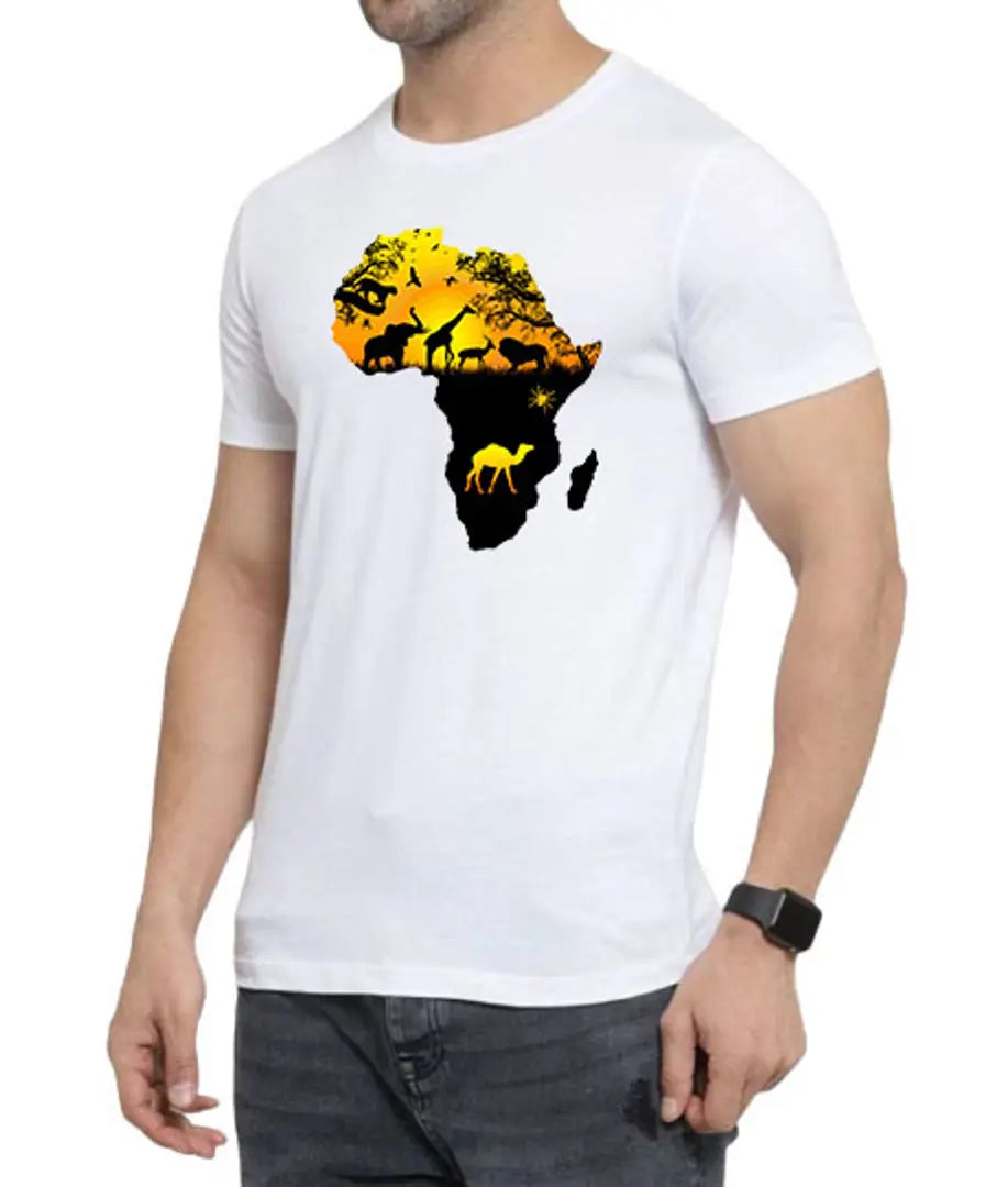 Mens White Printed Tshirt