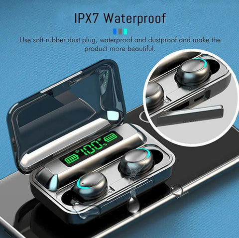 TWS F9-5 TRUE WIRELESS EARBUDS WITH POWER BANK Bluetooth Headset  (Black, True Wireless)