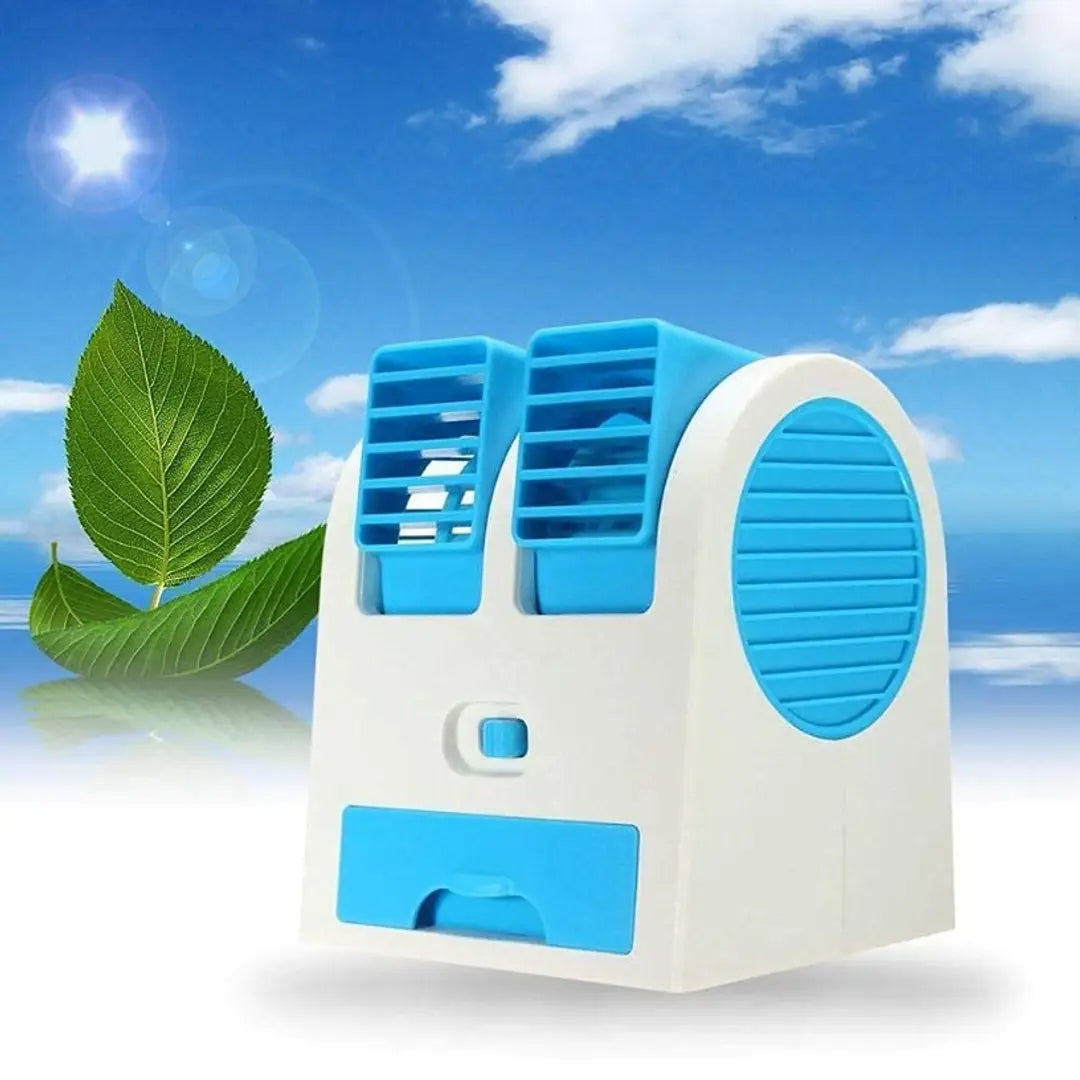 Mini Cooler Mini AC USB Battery Operated Air Conditioner Mini Water Air Cooler Cooling Fan Blade Less Duel Blower with Ice Chamber Perfect for Desk,Office,Study,Library,Room,Home,car,Outdoor