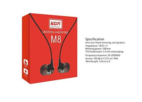 UNIVERSAL HANDSFREE M8 Universal Handsfree Headphone, handset, Compatible with All Smartphones
