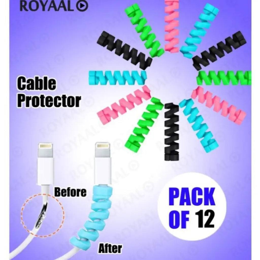 CABLE PROTACTOR Set of 12 Spiral Cable Protector, Data Cable Saver Charging Cord Protective Cable Cover (12 Pieces)