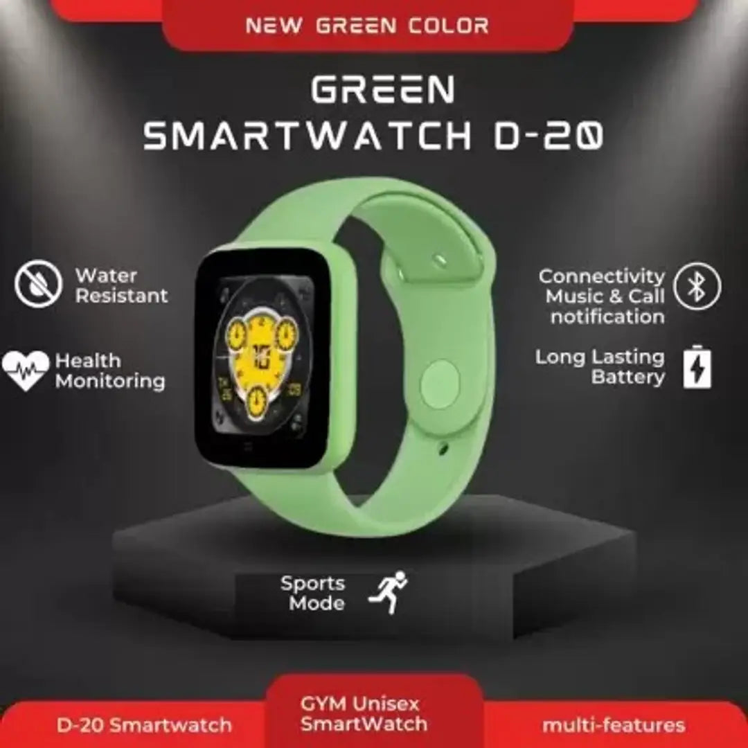 Unisex ( Girls  Boys) D20 Pro Y68 Smartwatch Android FitnessTracker Waterproof watch-Green Smartwatch  (Green Strap, Free)