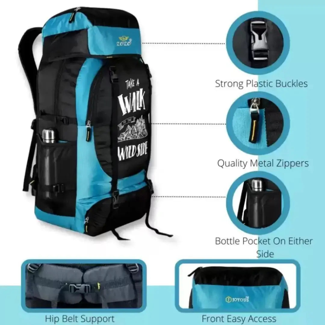 High Quality Water Resistance Trekking Hiking Travel Bag With Shoe Compartment Rucksack - 60 L