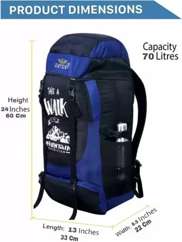 High Quality Water Resistance Trekking Hiking Travel Bag With Shoe Compartment Rucksack - 60 L