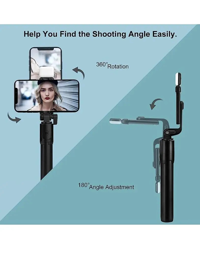 STONX R1s Bluetooth Selfie Sticks with Remote and Selfie Light, 3-in-1 Multifunctional Selfie Stick Tripod Stand Mobile Stand Compatible