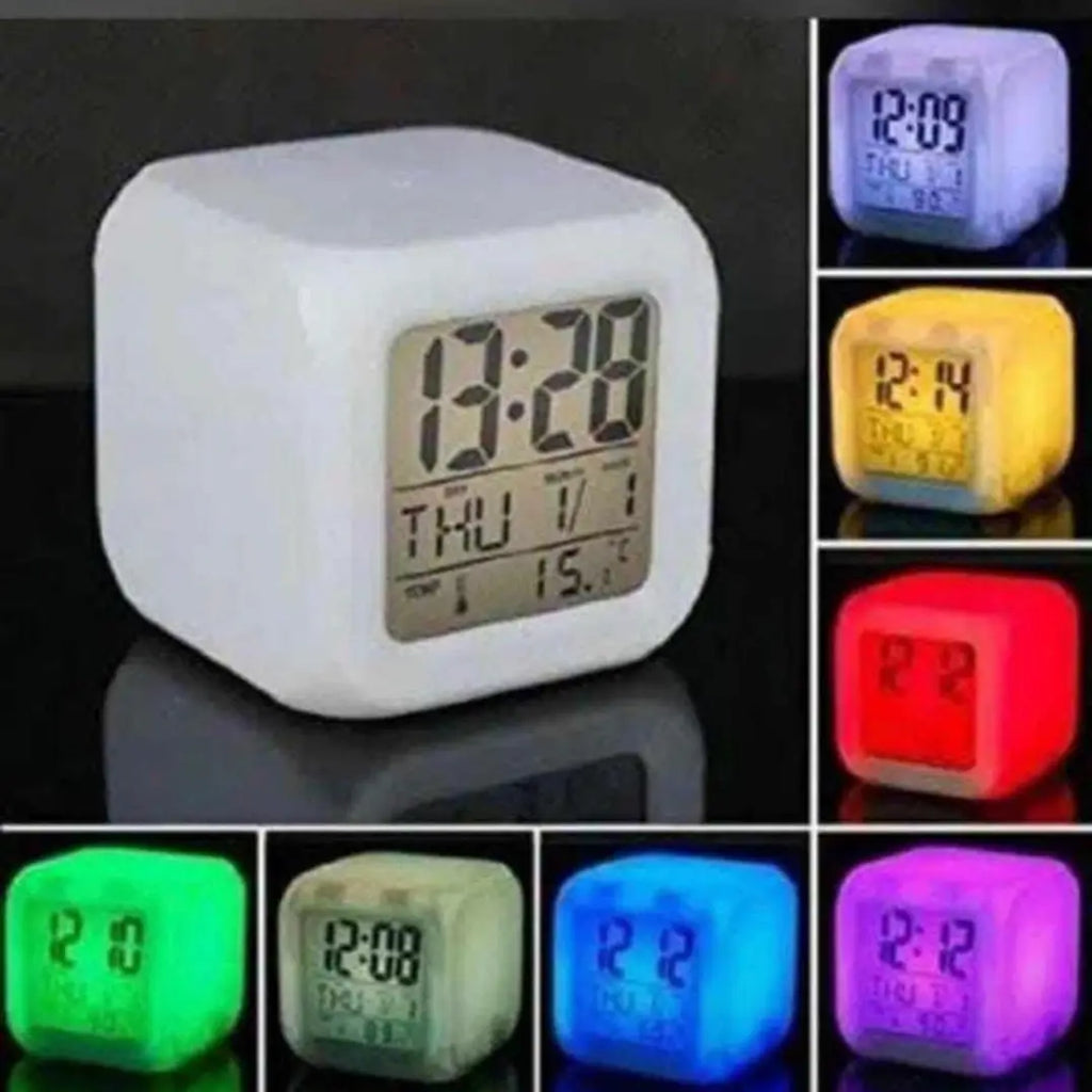 Digital Alarm Clock with Date, Time Travel 7 Colour Changing LED ,