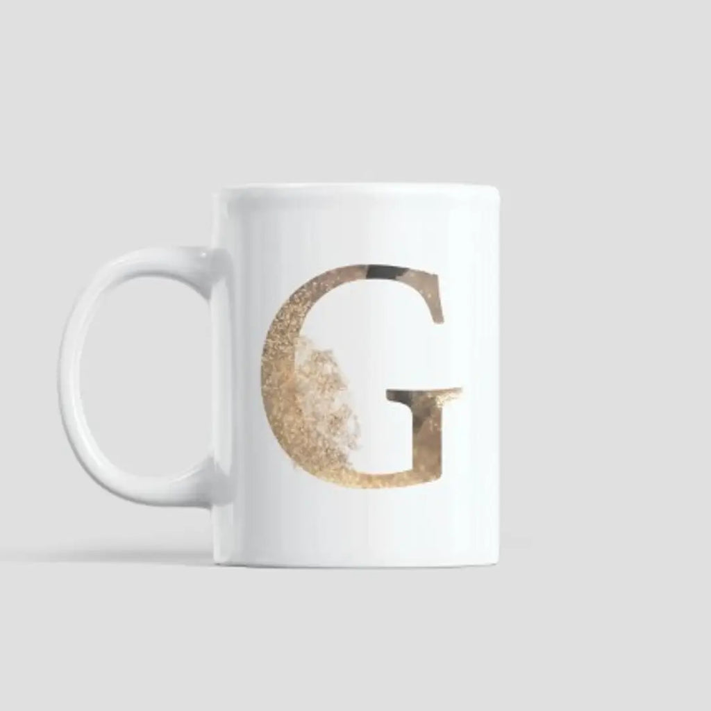 Golden Alphabet G Ceramic Coffee Mug (330 ml)