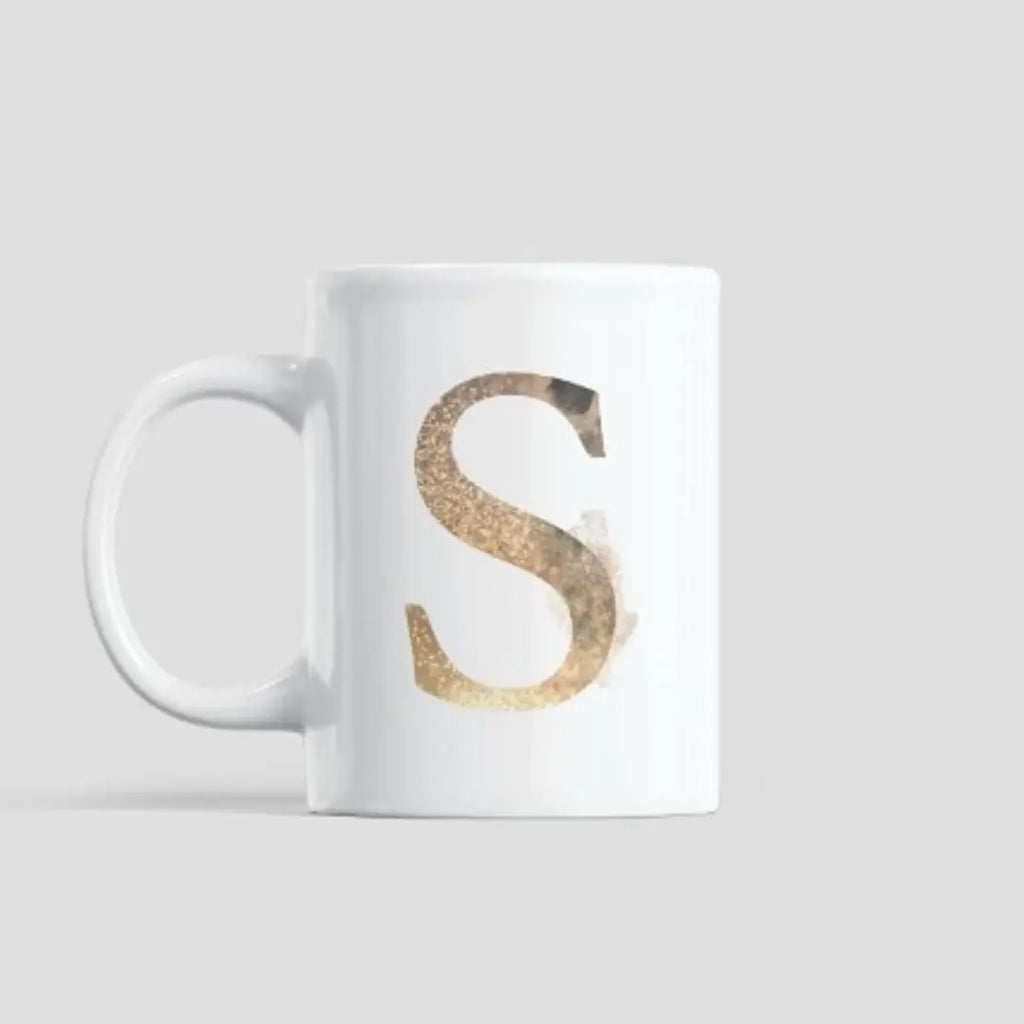 Golden Alphabet S Ceramic Coffee Mug (330 ml)