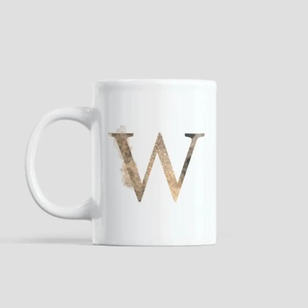 Golden Alphabet W Ceramic Coffee Mug (330 ml)