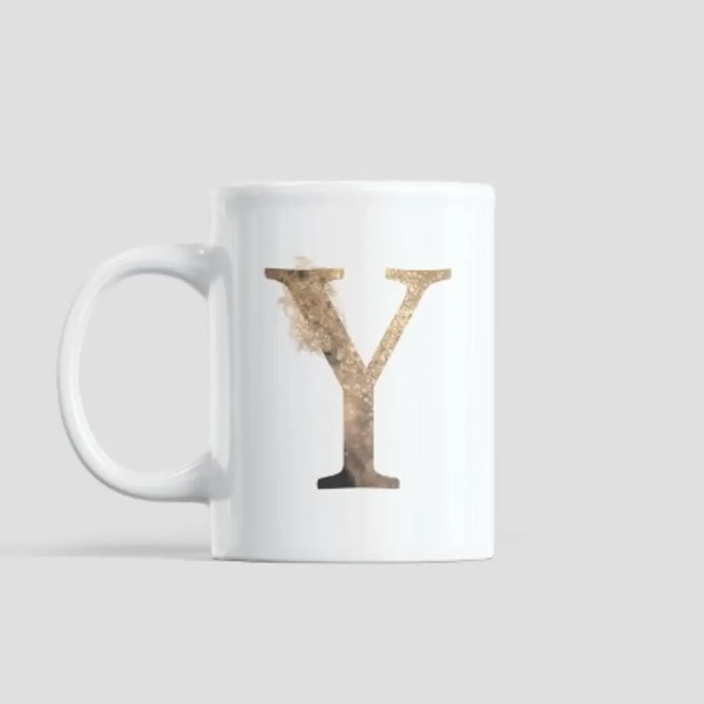 Golden Alphabet Y Ceramic Coffee Mug (330 ml)