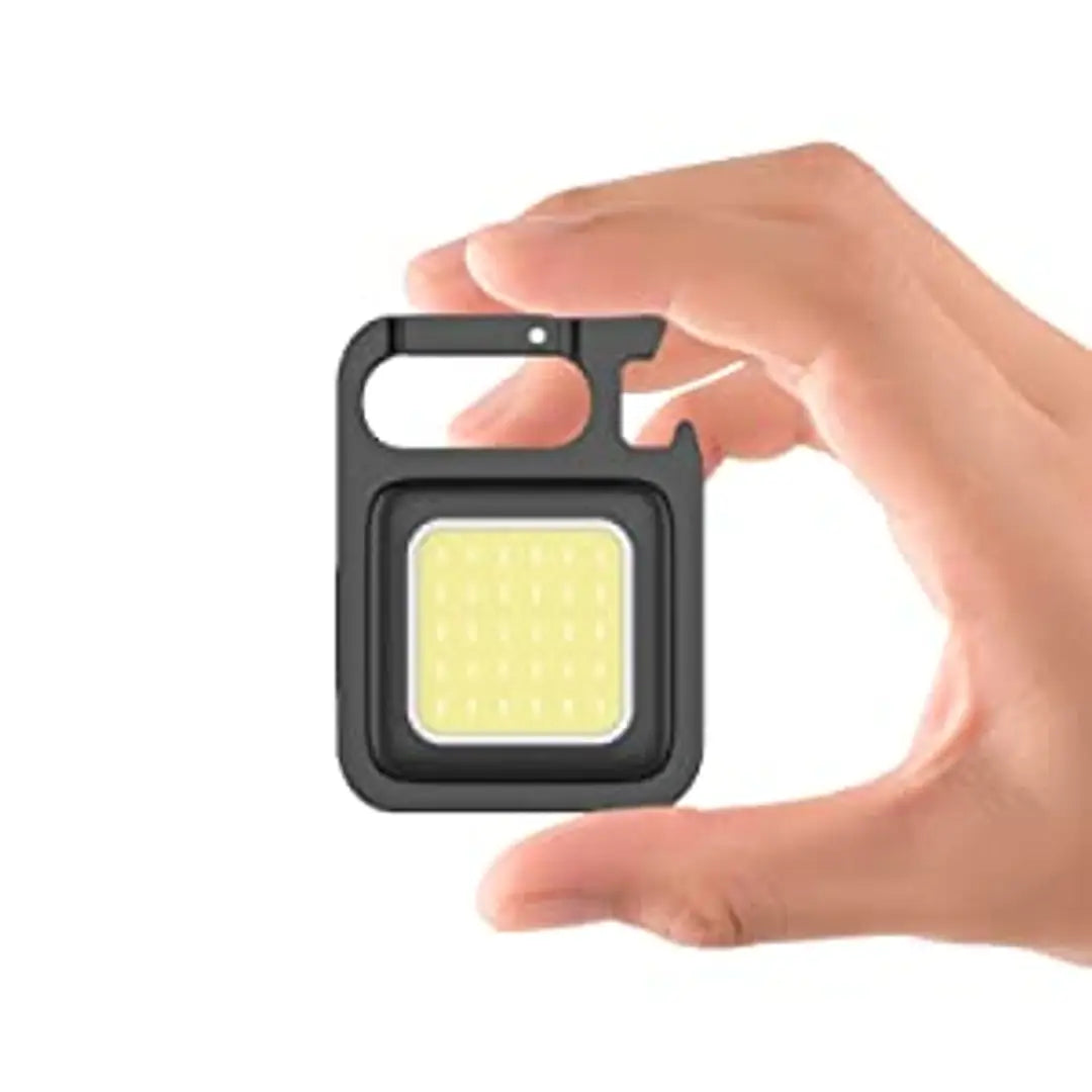 Pack of 2 Multifunction Keychain Led Light with Bottle Opener, Magnetic Base and Folding Bracket Mini Cob 500 lumens Rechargeable Multifunctional Keychain Emergency Light Keychain (Square,