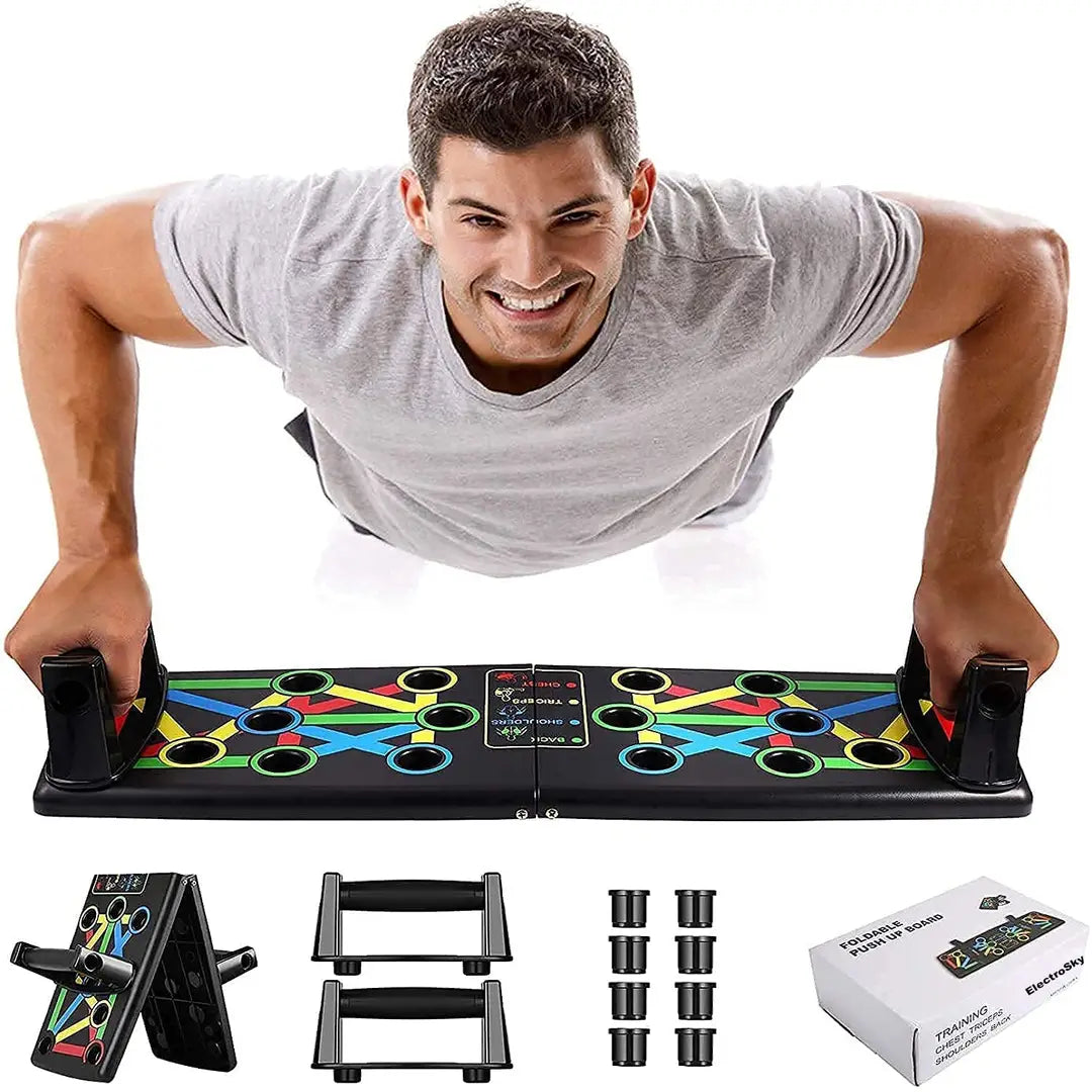 Push-up Board 9 In1 Foldable Push Up Rack Board Multifunction Rack Board Comprehensive Fitness Exercise Workout Push-up Stands Board Body Building Training Gym for Men and Women