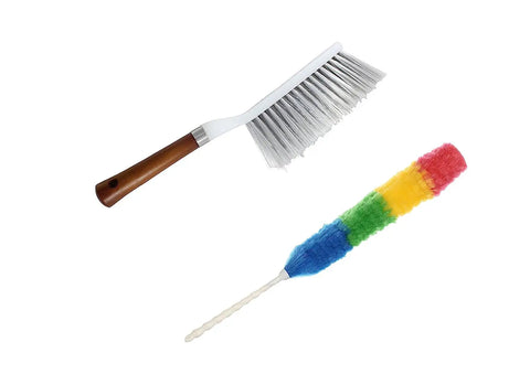 Cleaning Brush, Hard and Long Bristles for Car Seat/Carpet/Mats with Magic Colourful Microfiber Static Duster
