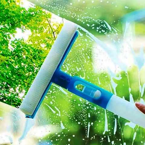 Window Scrubber Squeegee Multipurpose with Spray Bottle Car Glass Mirror Cleaner Wiper Scraper Brush Clean Tools