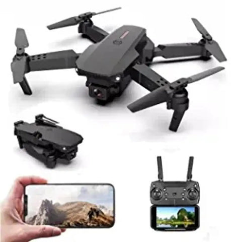 Pheonix Group Foldable Toy Drone with HQ WiFi Dual Camera Remote Control for Kids Quadcopter with Gesture Selfie, Flips Bounce Mode, App One Key Return  Headless Mode functionality (E88pro)