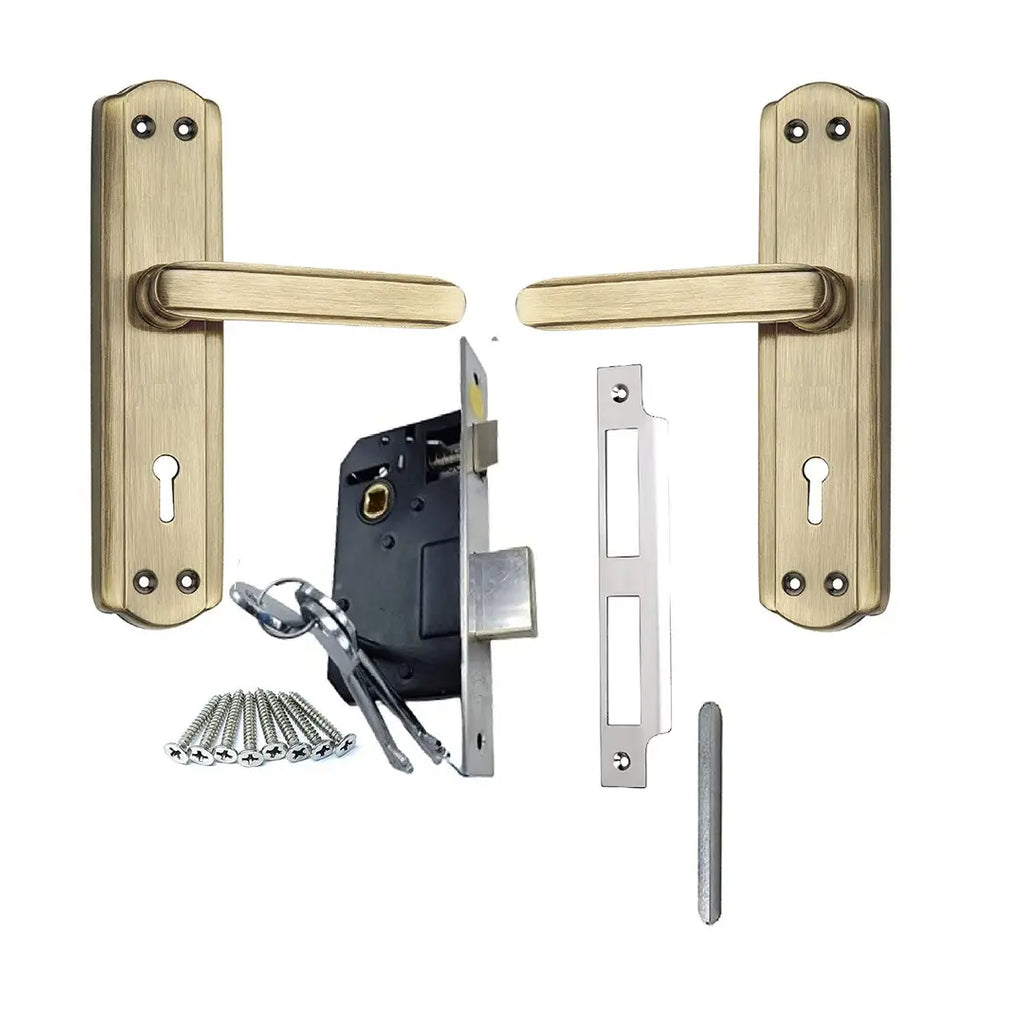 ZTXON Heavy Duty Mortise Door Lock for Bedroom, Living Room, Main Door, Matt Antique Brass Finish With All Screw And Cram | 2 Keys | 6 Lever Double Stage Lockset With All Screw And Cram for House Hote