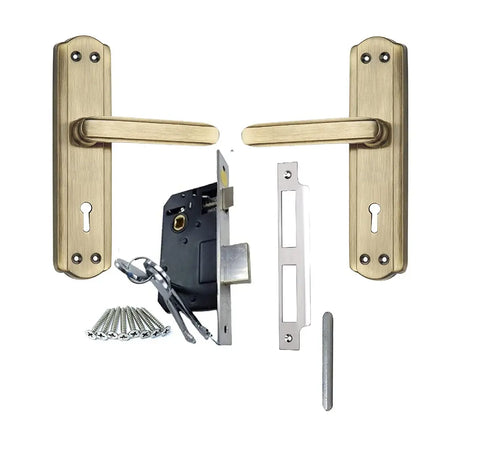 ZTXON Heavy Duty Mortise Door Lock for Bedroom, Living Room, Main Door, Matt Antique Brass Finish With All Screw And Cram | 2 Keys | 6 Lever Double Stage Lockset With All Screw And Cram for House Hote