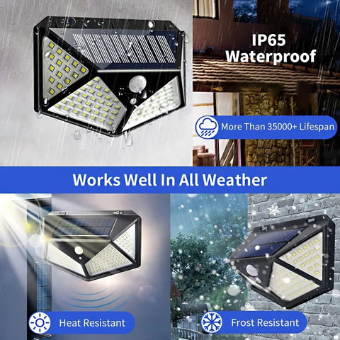 SOLAR 100 LED Bright Outdoor Security Lights with Motion Sensor Solar Powered Wireless Waterproof Night Spotlight for Outdoor/Garden