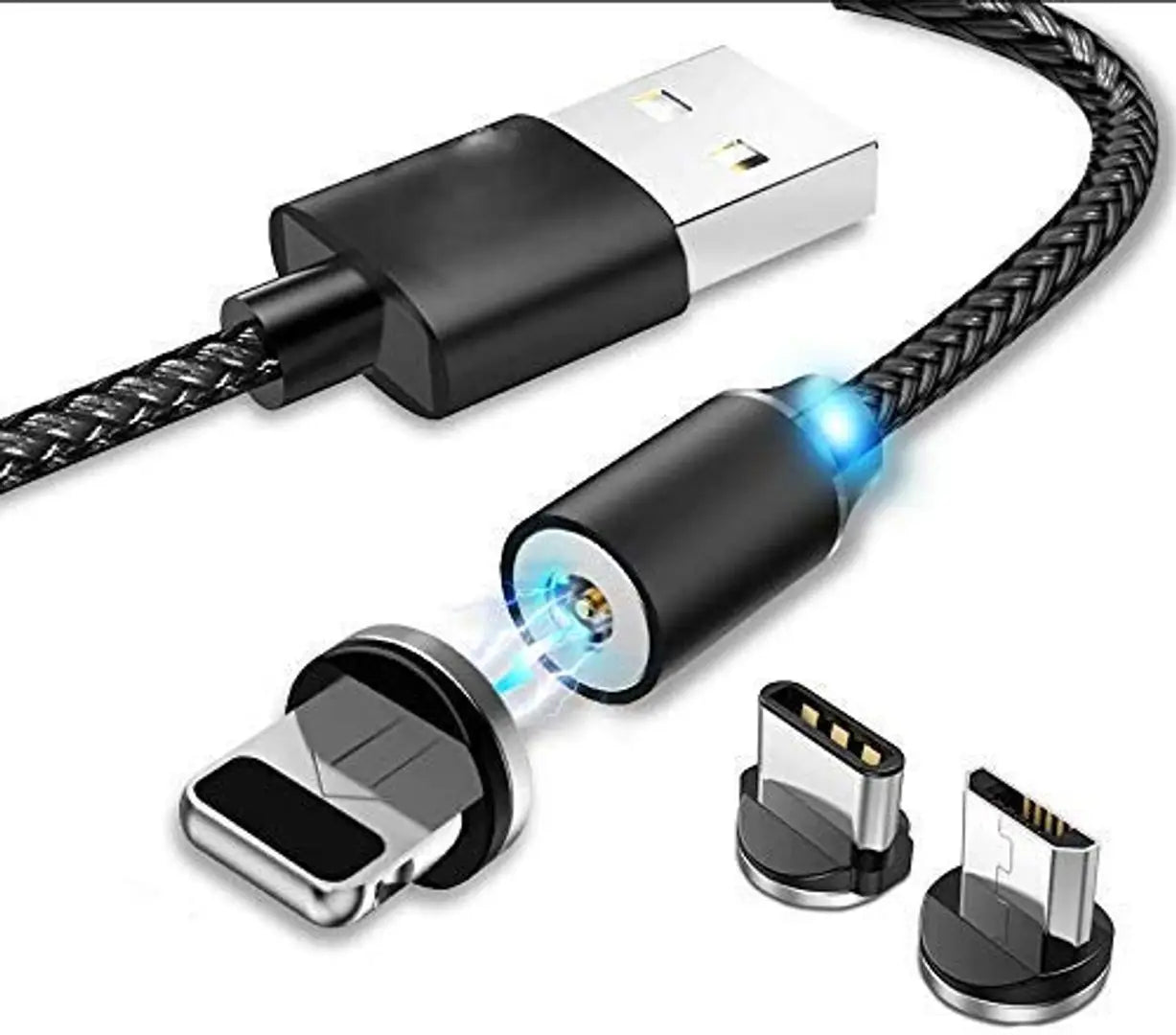 Multi Pins Charging Cables 3 in 1 Magnet Head Data Cable Supported with All iOS, Android