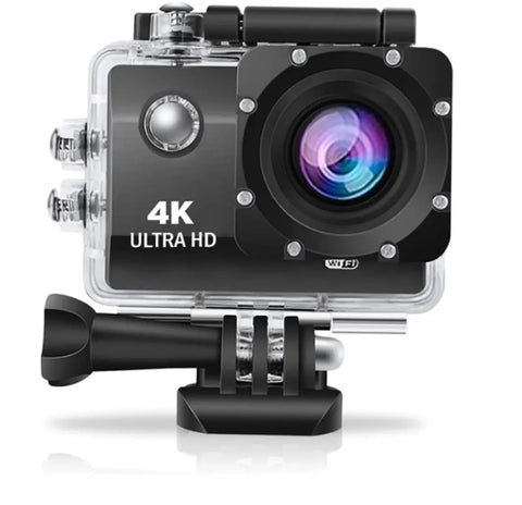 Ultra Wide Angle Action Camera 4K 60FPS with Touch Screen, EIS 170 deg; , 40m Waterproof Underwater Camera, R-Control Sports Camera - Black.