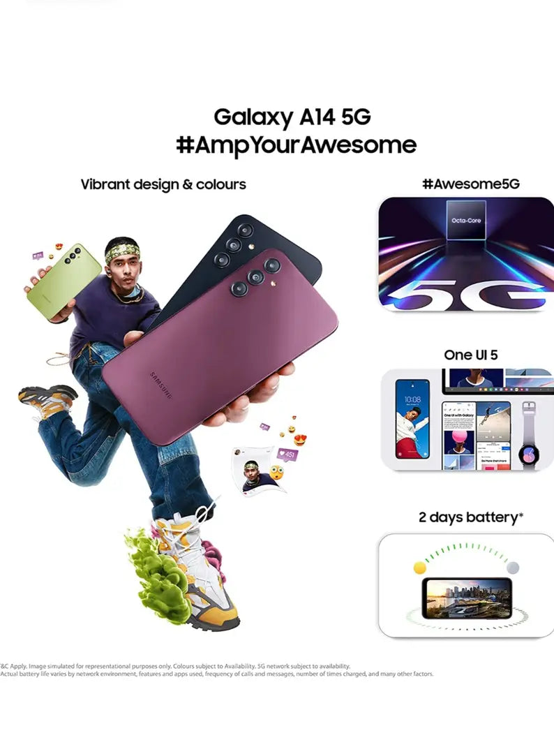 Samsung Galaxy A14 5G (Black, 4GB, 64GB Storage)
