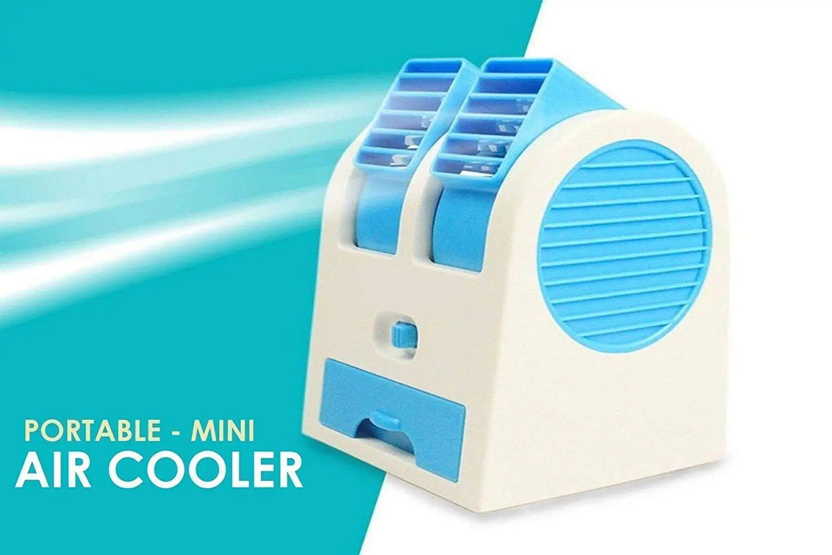 Air Cooling Fan Blade USB Portable Mini AC Cooler Battery Operated Mini Water Less Duel Blower with Ice Tray Best for Home, Shop, Table, Kitchen  Outdoor