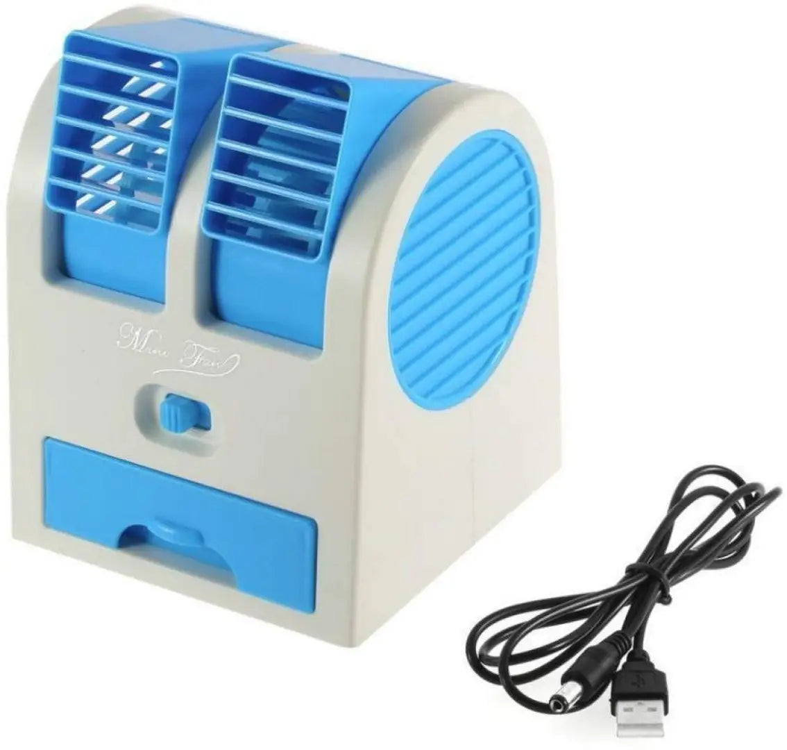 Air Cooling Fan Blade USB Portable Mini AC Cooler Battery Operated Mini Water Less Duel Blower with Ice Tray Best for Home, Shop, Table, Kitchen  Outdoor