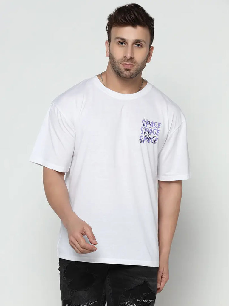 Gritstones Typography Men Round Neck White T-Shirt