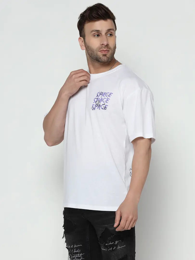 Gritstones Typography Men Round Neck White T-Shirt