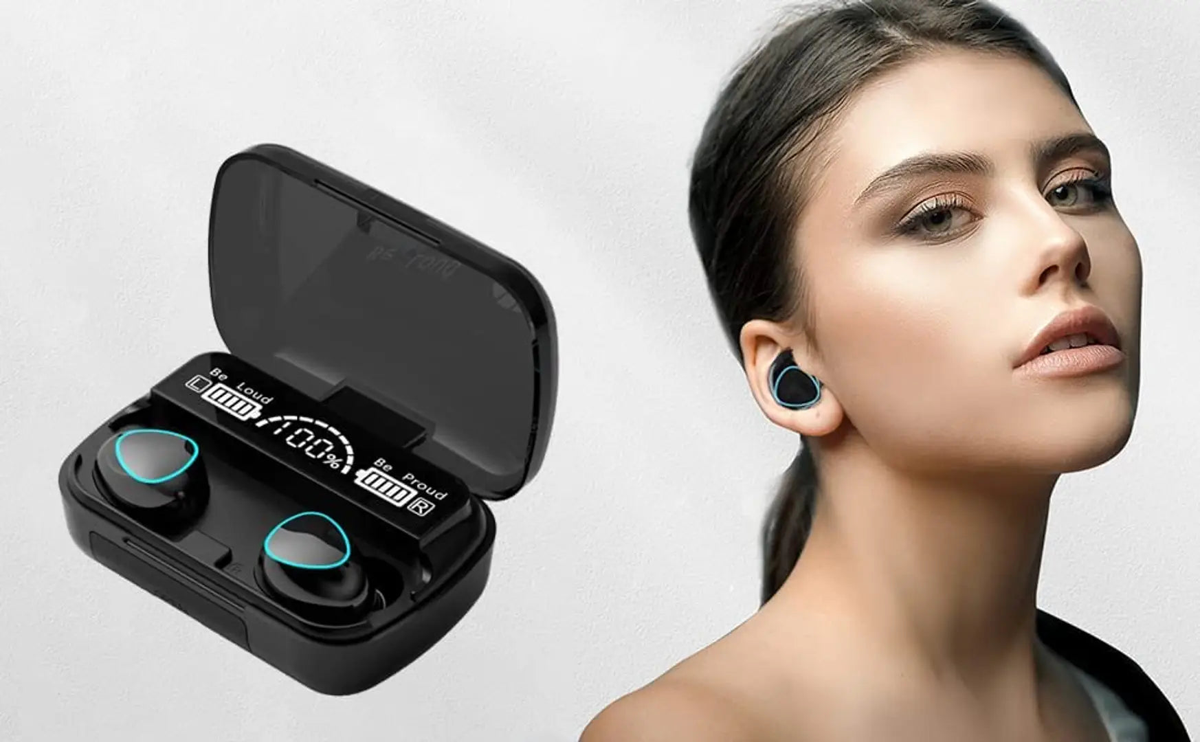 M10 True Wireless Earbuds, Bluetooth 5.1 Earphones Auto Pairing Bluetooth TWS Bluetooth Headset (Black, True Wireless)