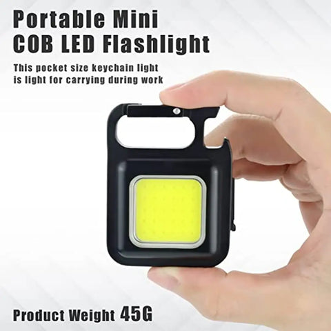 COB Small Flashlight 800 Lumens Rechargeable Keychain Mini Flashlight with 4 Light Modes,Ultralight Portable Pocket Light with Folding Bracket Bottle Opener and Magnet Base for Camping Walking