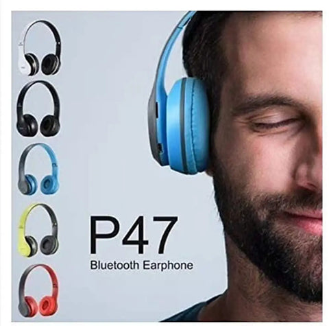 P47 Wireless On Ear Headphones with Stereo Memory Card Support Bluetooth Headset