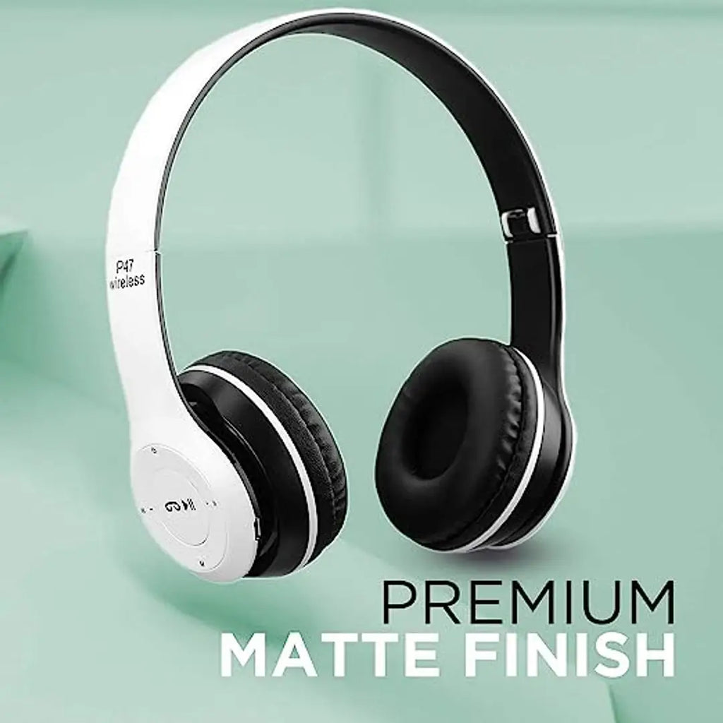 P47 Wireless On Ear Headphones with Stereo Memory Card Support Bluetooth Headset