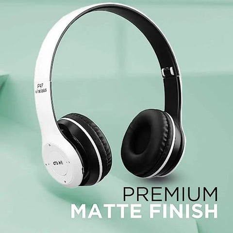 P47 Wireless On Ear Headphones with Stereo Memory Card Support Bluetooth Headset