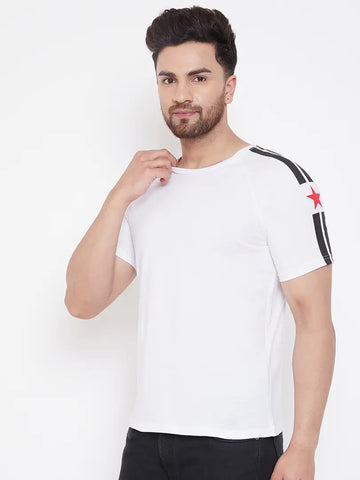Solid Men Round Neck White T-Shirt