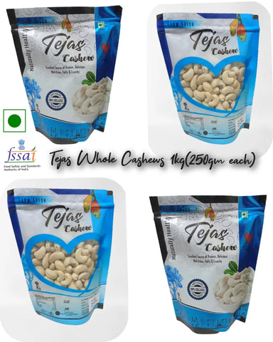 Tejas Whole Cashews Premium Quality 1kg(250each each)