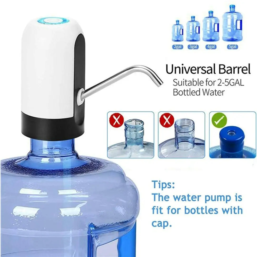 Wireless Portable Mini Rechargeable Water Bottle Can Dispenser Pump Upto 20 Litre Bottle with USB Charging Cable