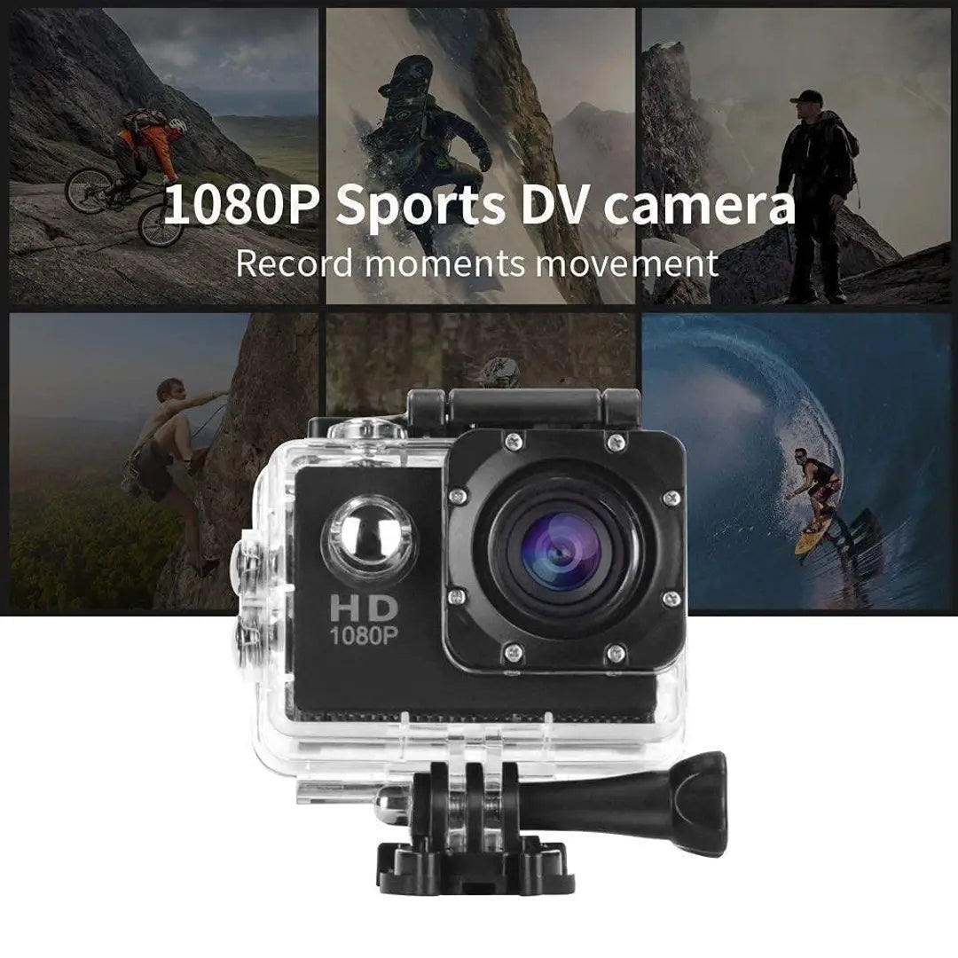 Action Sports Camera 12MP Full HD 2.0 Inch Waterproof Camera With Mounting Accessories.