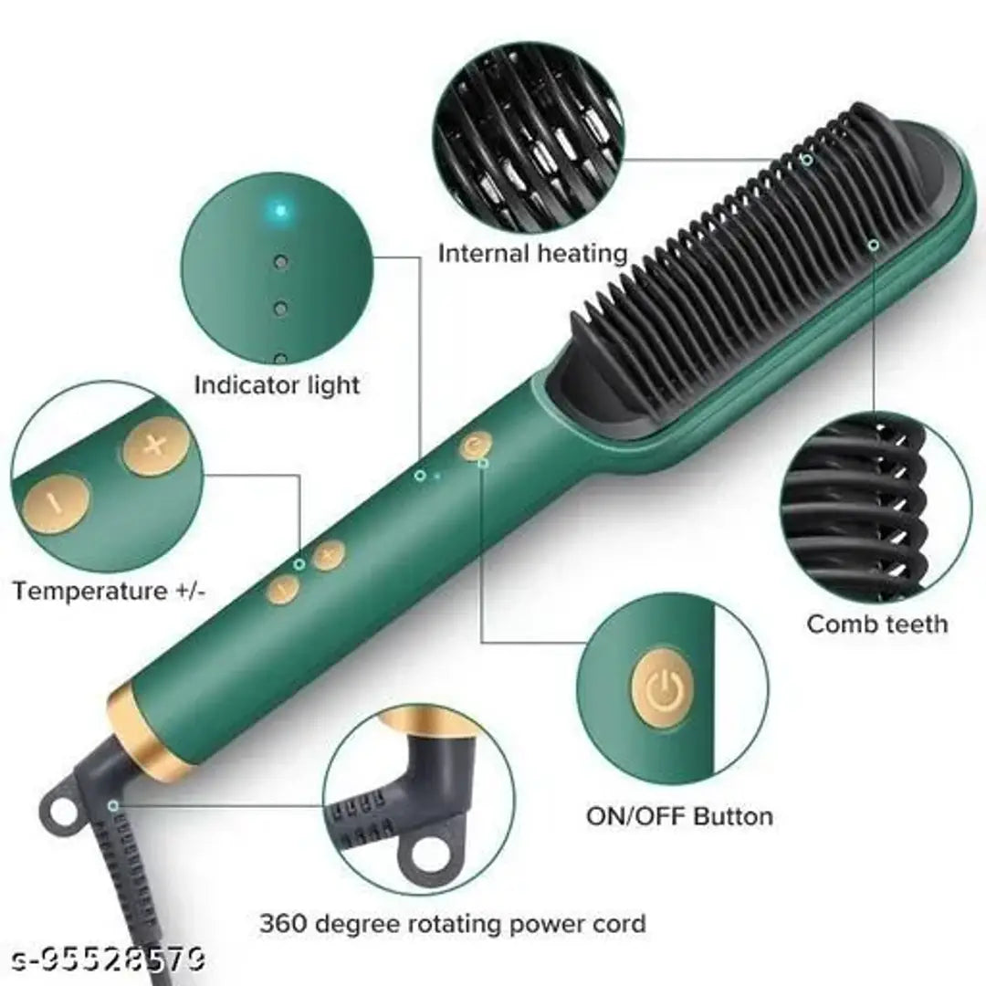 Hair Straightener Comb for Women  Men, Hair Styler, Curler, Straightener Machine Brush/PTC Heating Electric Straightener Brush With 5 Temperature C