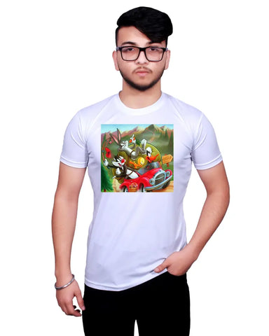 Graphic Printed Round Neck White T-Shirts