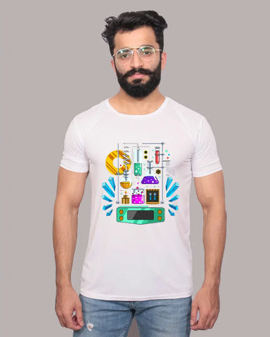 Graphic Printed Round Neck White T-Shirts