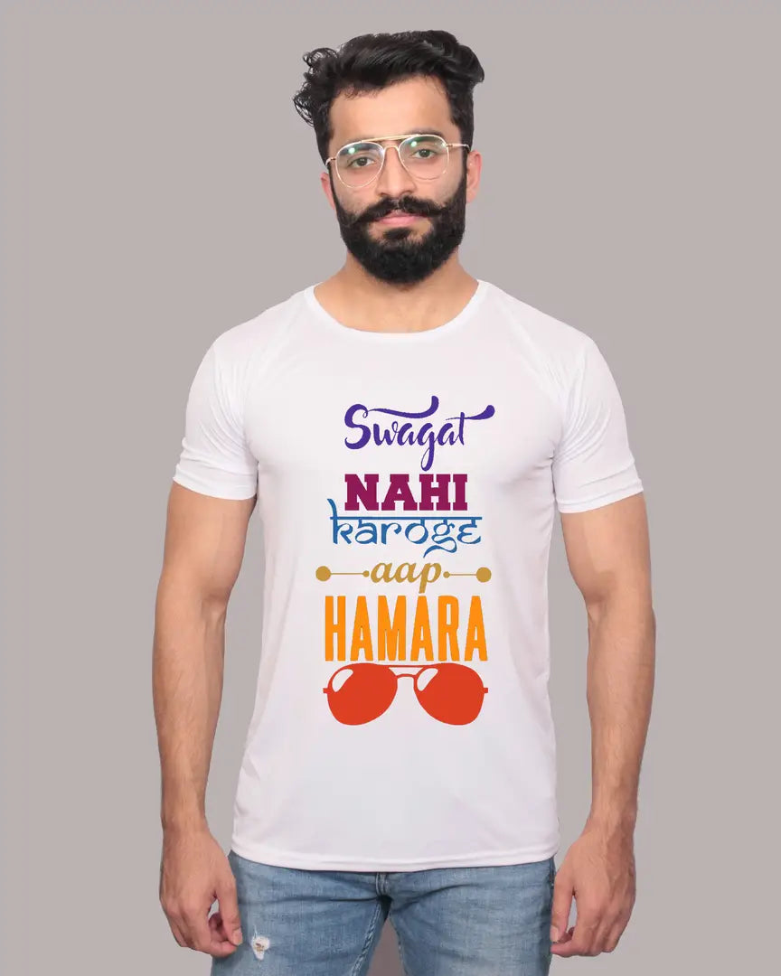 Graphic Printed Round Neck White T-Shirts