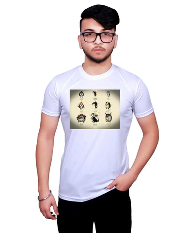 Graphic Printed Round Neck White T-Shirts
