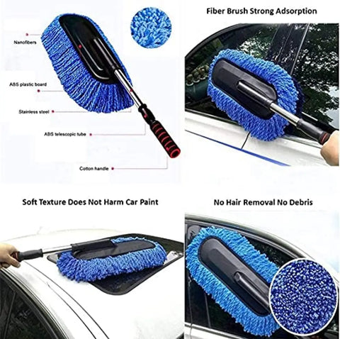 Greensify Microfiber Flexible Duster Car Wash Car Cleaning Accessories Microfiber Brushes Dry or Wet Cleaning Home Kitchen Car Cleaning Brush with Extendable Handle 1 Pcs